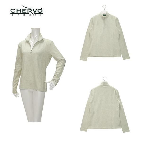 シェルボ CHERVO レディース 秋冬 保温 断熱 ストレッチ 微起毛ハーフジップ長袖シャツ サイズ44 032-27113-ch