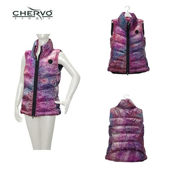 シェルボ CHERVO レディース 秋冬 断熱性 保温性 通気性 撥水 スノーレオパード柄キルティングフルジップベスト サイズ42 032 47071 ch b 42 a