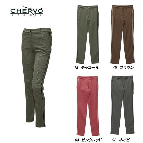 シェルボ CHERVO レディース 秋冬 ストレッチ マイクロパターン柄サイドラインパンツ 032-77913-ch