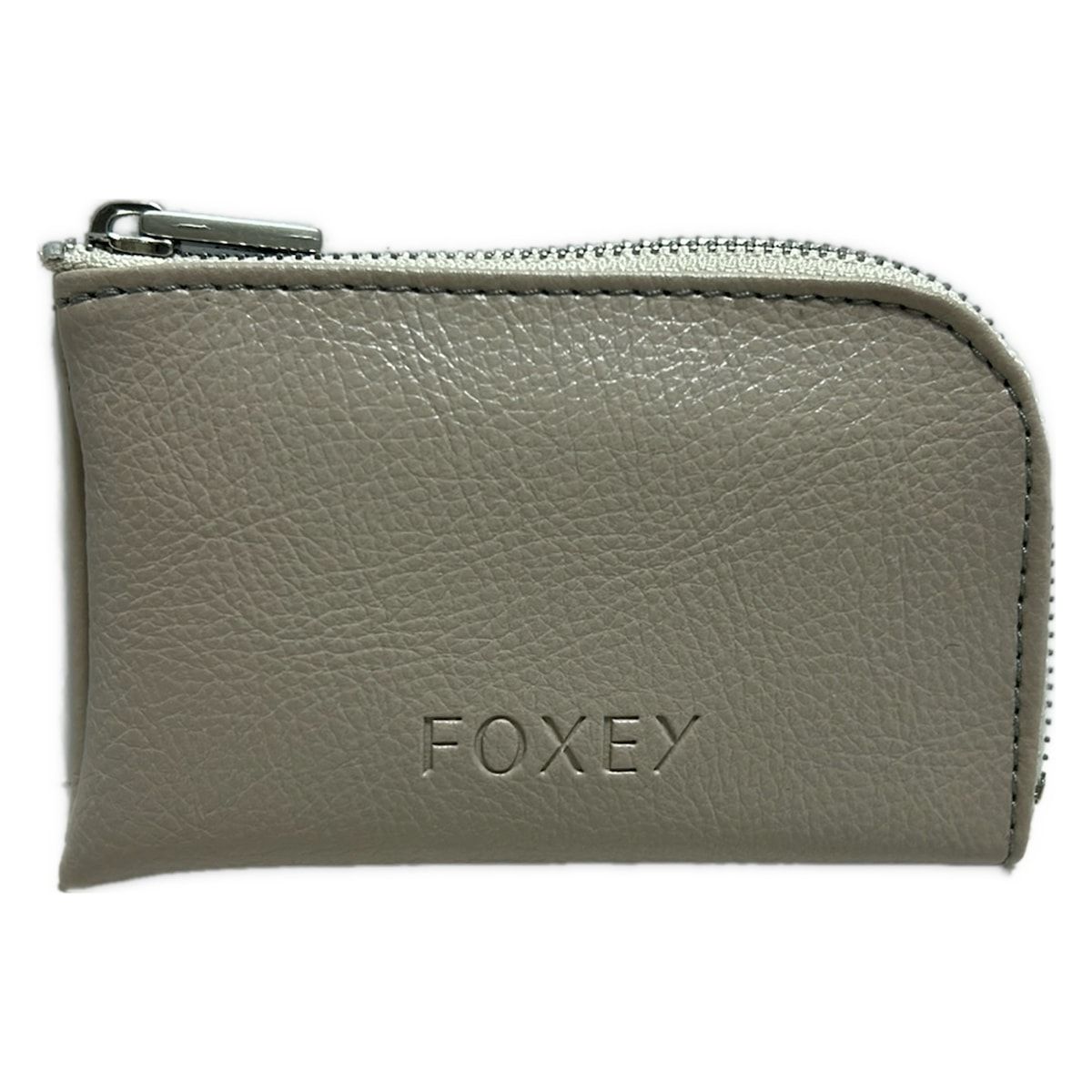FOXEY フォクシー コインケース ライトグレー L字ファスナー チェーン取外し可