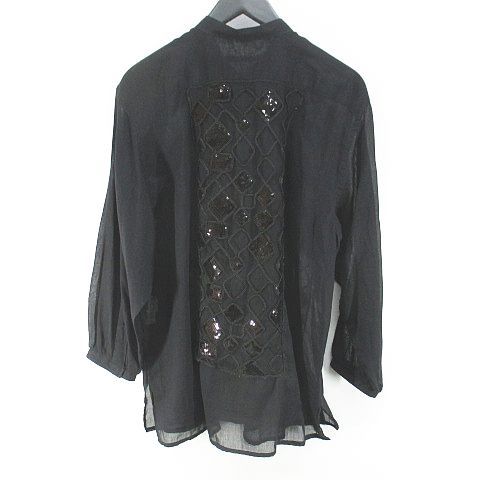 グッチ GUCCI 105935 Z1108 長袖 ノーカラーシャツ 40 黒系 ブラック