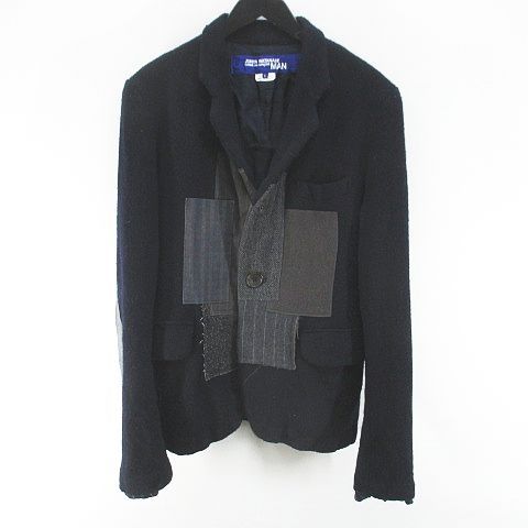 ジュンヤワタナベマン JUNYA MAN コムデギャルソン COMME des GARCONS WL-J 022 AD 2013 パッチワーク縮絨ジャケット S 紺系 ネイビー 裏地