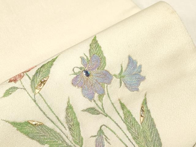 平和屋着物▽螺鈿作家 甲斐泰造 太鼓柄袋帯 螺鈿 すみれ 金糸 正絹