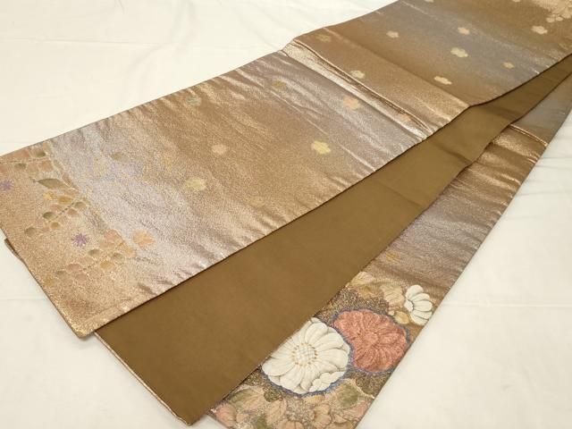 平和屋着物▽六通柄袋帯 ふくれ織 辻が花 金銀糸 正絹 逸品 CABA8943dy