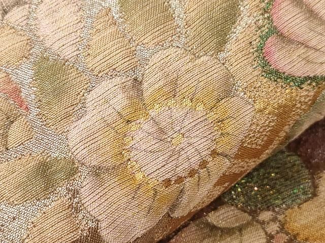平和屋着物▽六通柄袋帯 ふくれ織 辻が花 金銀糸 正絹 逸品 CABA8943dy