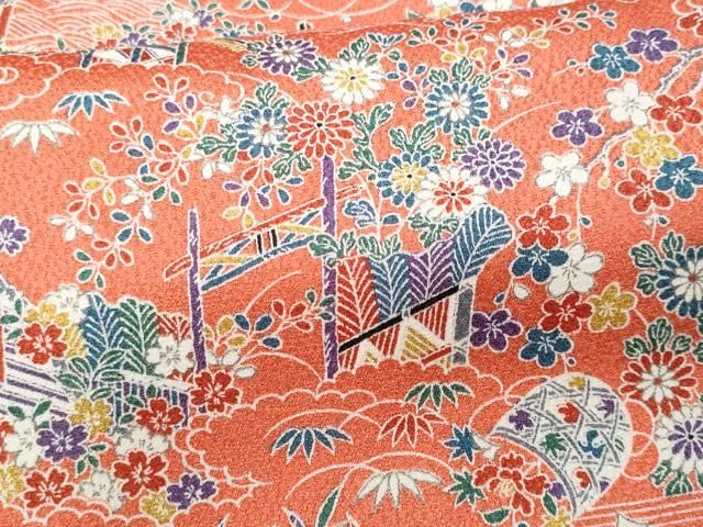 平和屋着物□上質な小紋 渡り橋風景花文 正絹 逸品 CABA7890fb - メルカリ