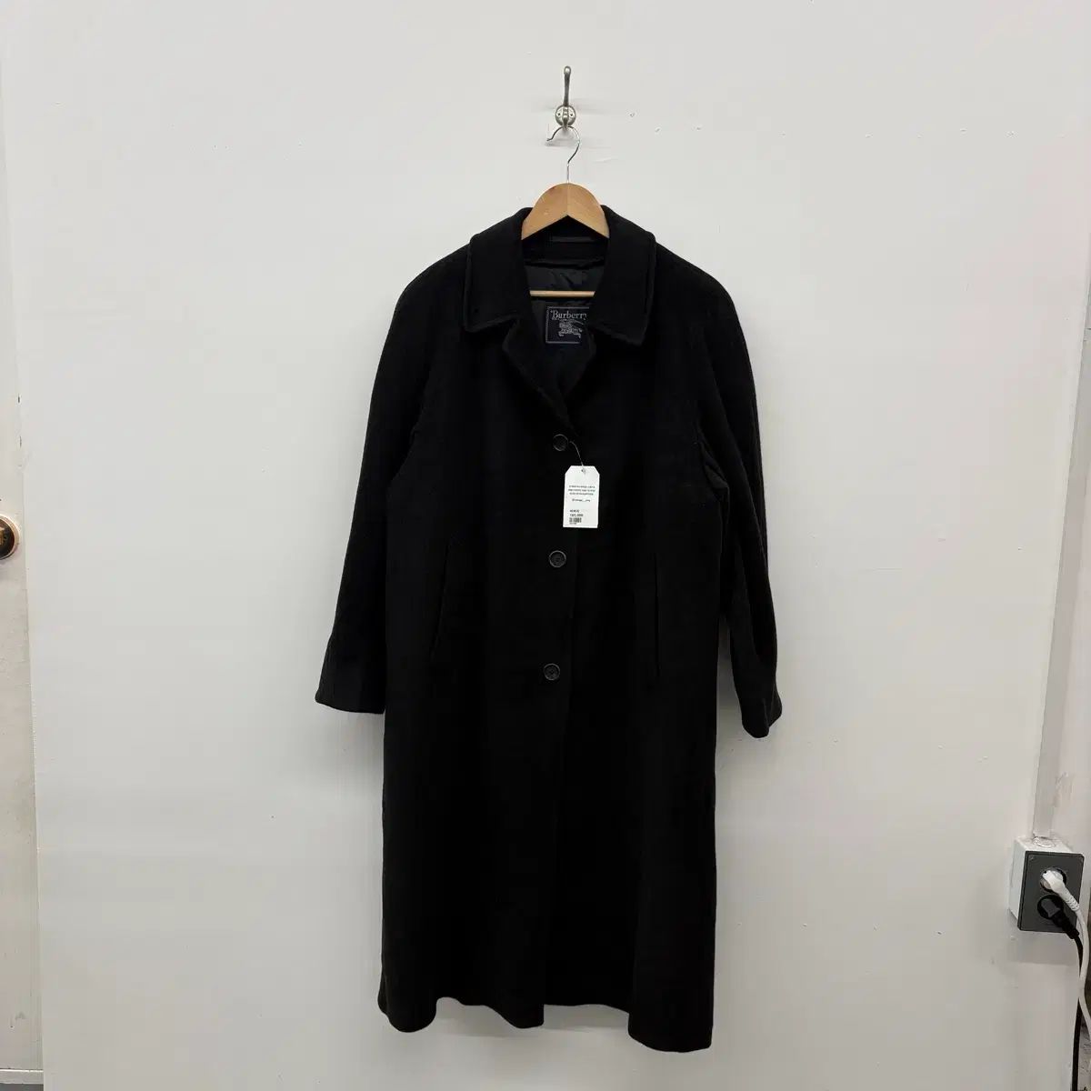 バーバリーロンドン カシミヤ×シルク ロングコート ブラック メンズS〜M バーバリーカシミア100% メンズロングコート