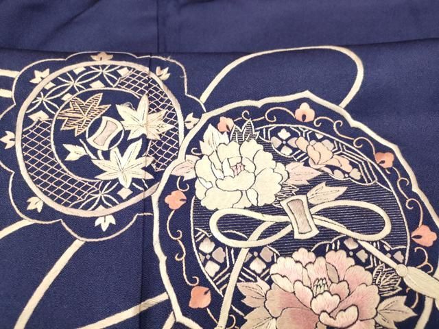 平和屋着物□訪問着 総刺繍 吉祥草花笛文 銀糸 正絹 逸品 AABE1070fw