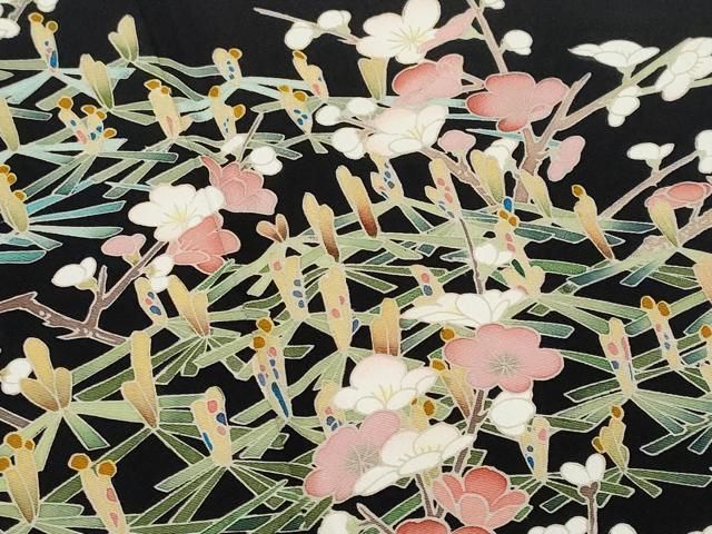 平和屋着物□豪華黒留袖 友禅 作家物 吉祥花文 正絹 逸品 CABA7901fb