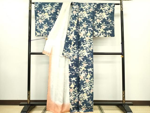 平和屋着物＊夏物　小紋　絽　草花文　正絹　逸品　AABD8926jd 平和屋着物＊夏物 小紋 絽 草花文 正絹 逸品 AABD8926jd 平和屋着物＊