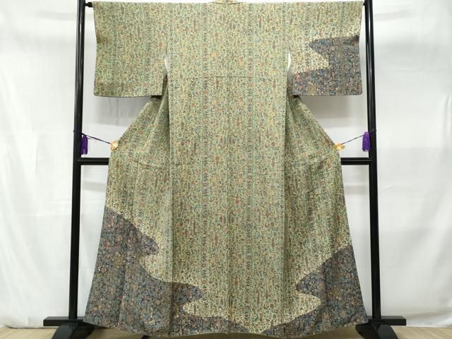 平和屋着物●訪問着　紬地　更紗花文　正絹　逸品　DABA1182ps 平和屋着物□訪問着 更紗人物花文 動物 正絹 逸品 CABA7912fb - メルカリ