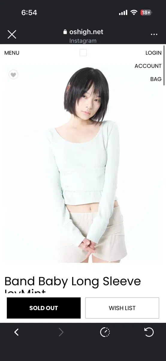 Oshigh オハイ Band Baby Long Sleeve IcyMin