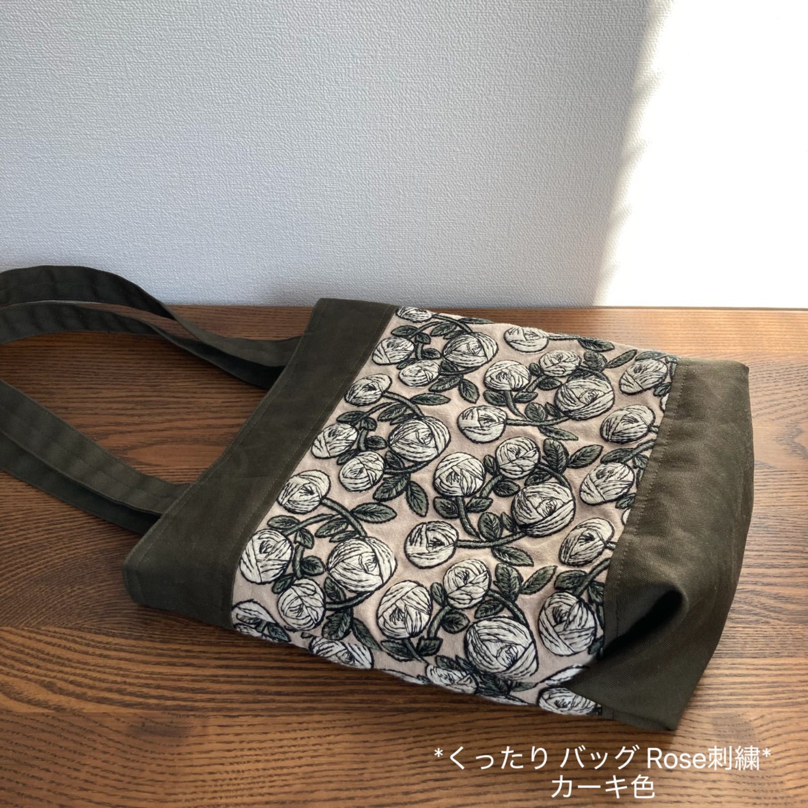 No.127ミニトートバッグ ハンドメイド 刺繍薔薇Rose プチギフト 母の日 