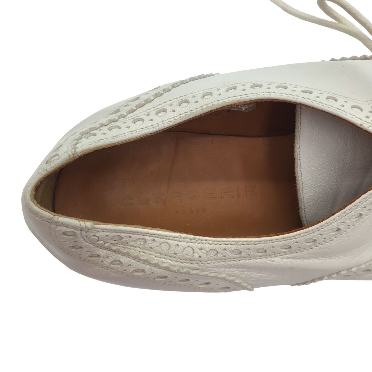  クレジュリー ウィングチップシューズ ホワイト 38 ローファー 革靴 靴
