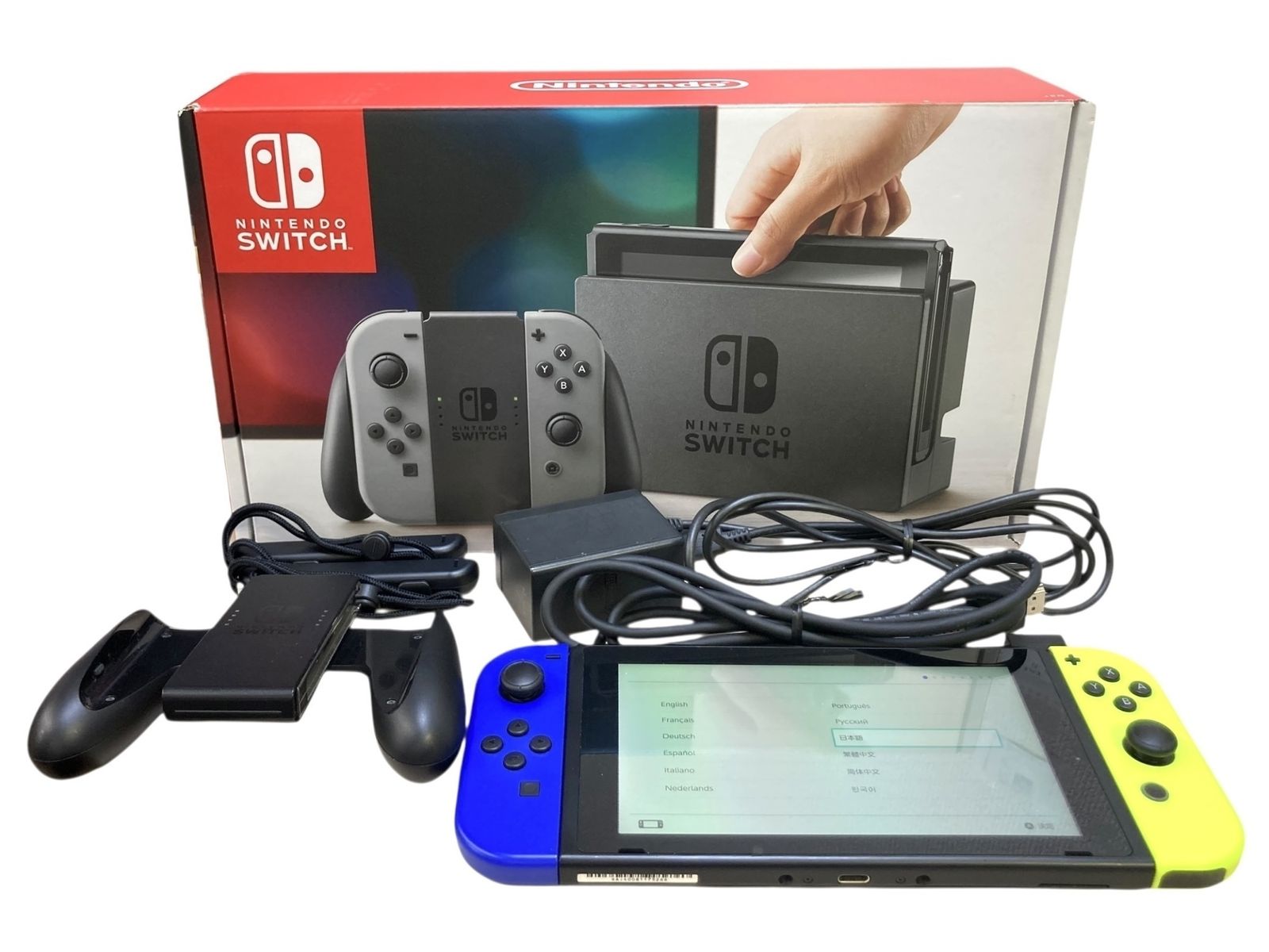 【傷あり】Nintendo Switch 本体 HAC-001動作確認済み □◎Nintendo Switch 本体 HAC-001 Joy-Con ネオンブルー ネオン