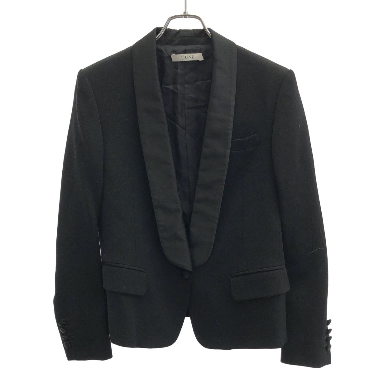 L UNE リュンヌ サテンラペル ショール タキシードジャケット ブラック