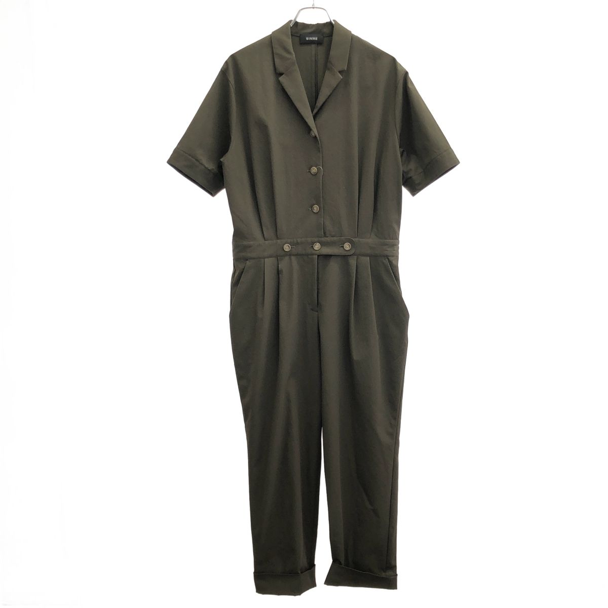 SINME シンメ 22 SS ショートスリーブ ジャンプスーツ オールインワン S SS-10 カーキ M