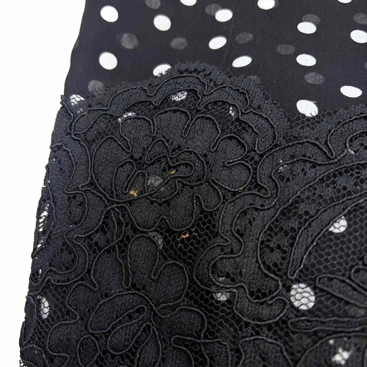 DOLCE&GABBANA ドルチェ＆ガッバーナ レース切替ドットシルクスカート