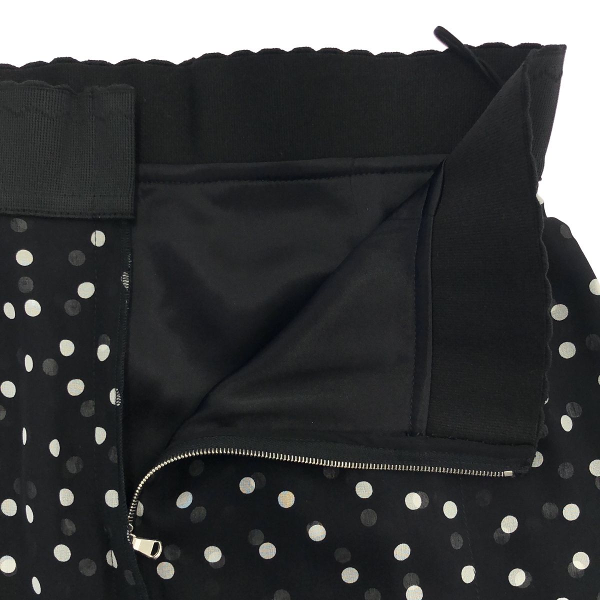 DOLCE&GABBANA ドルチェ＆ガッバーナ レース切替ドットシルクスカート