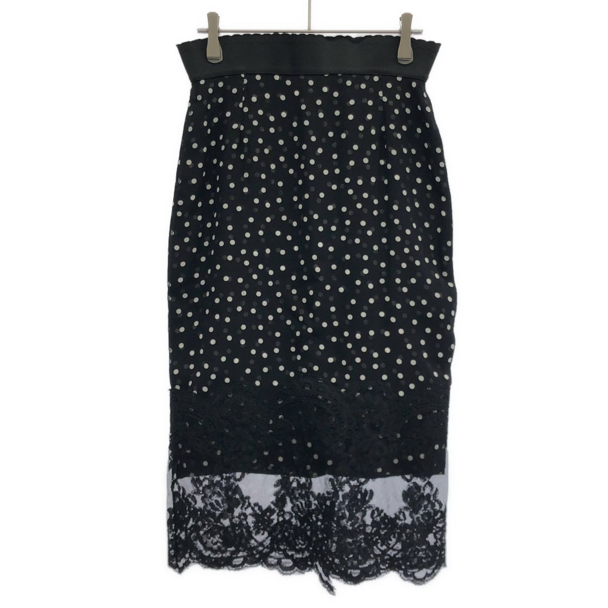 DOLCE&GABBANA ドルチェ＆ガッバーナ レース切替ドットシルクスカート