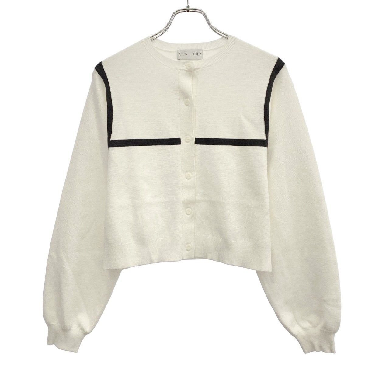 RIM.ARK リムアーク 25AW Line compact knit CD ラインコンパクトニットカーディガン 460IAS70-1561 ホワイト F RIM.ARK リムアーク 25AW Line compact knit CD ラインコンパクト