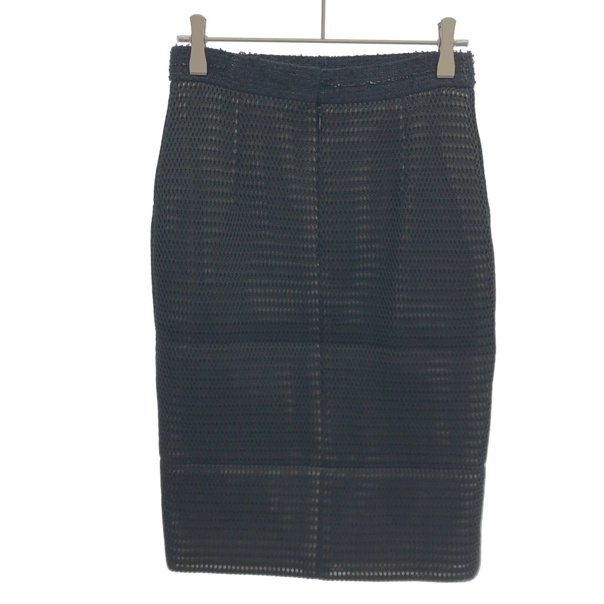 CHANEL シャネル ウエストツイードメッシュタイトスカート ブラック 34