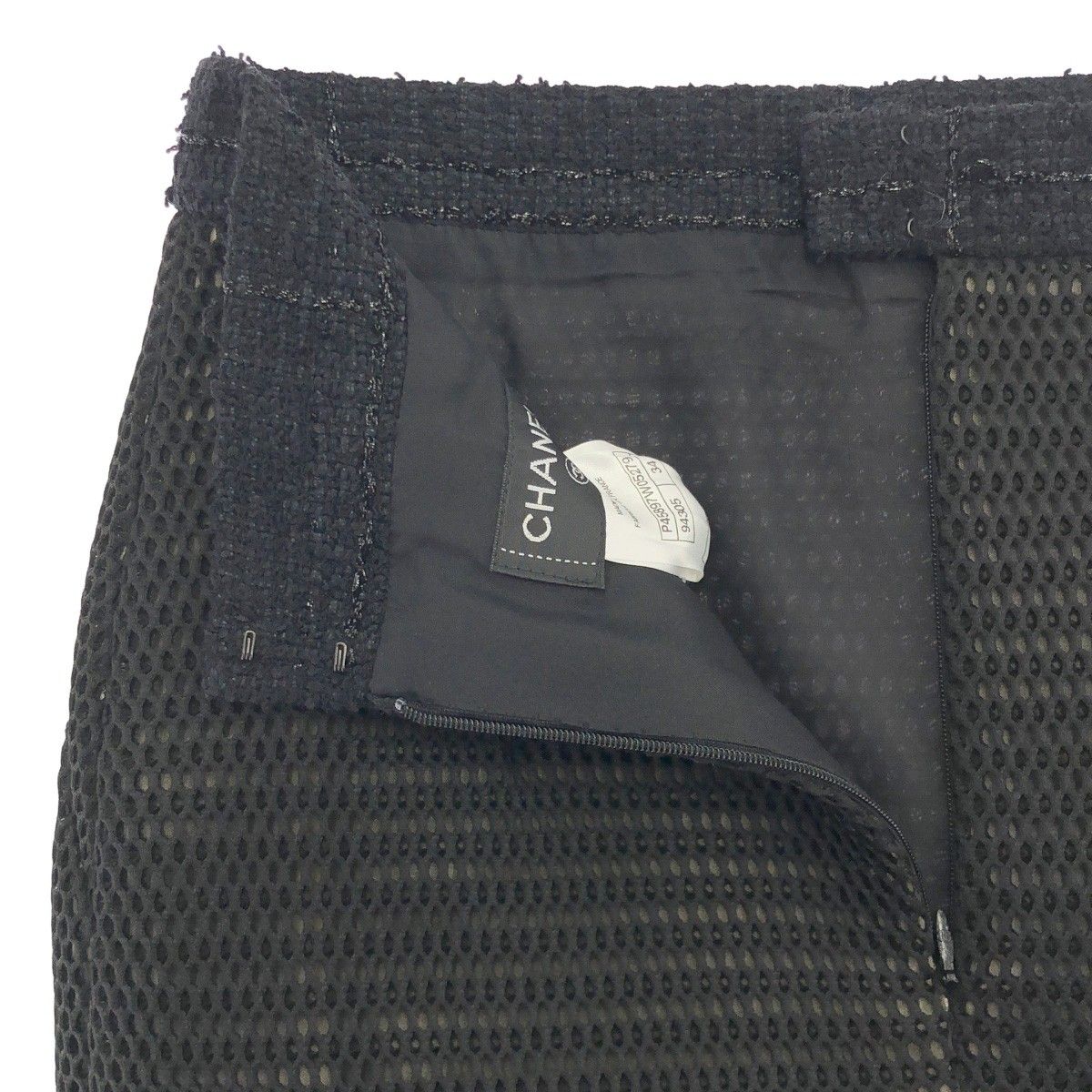 CHANEL シャネル ウエストツイードメッシュタイトスカート