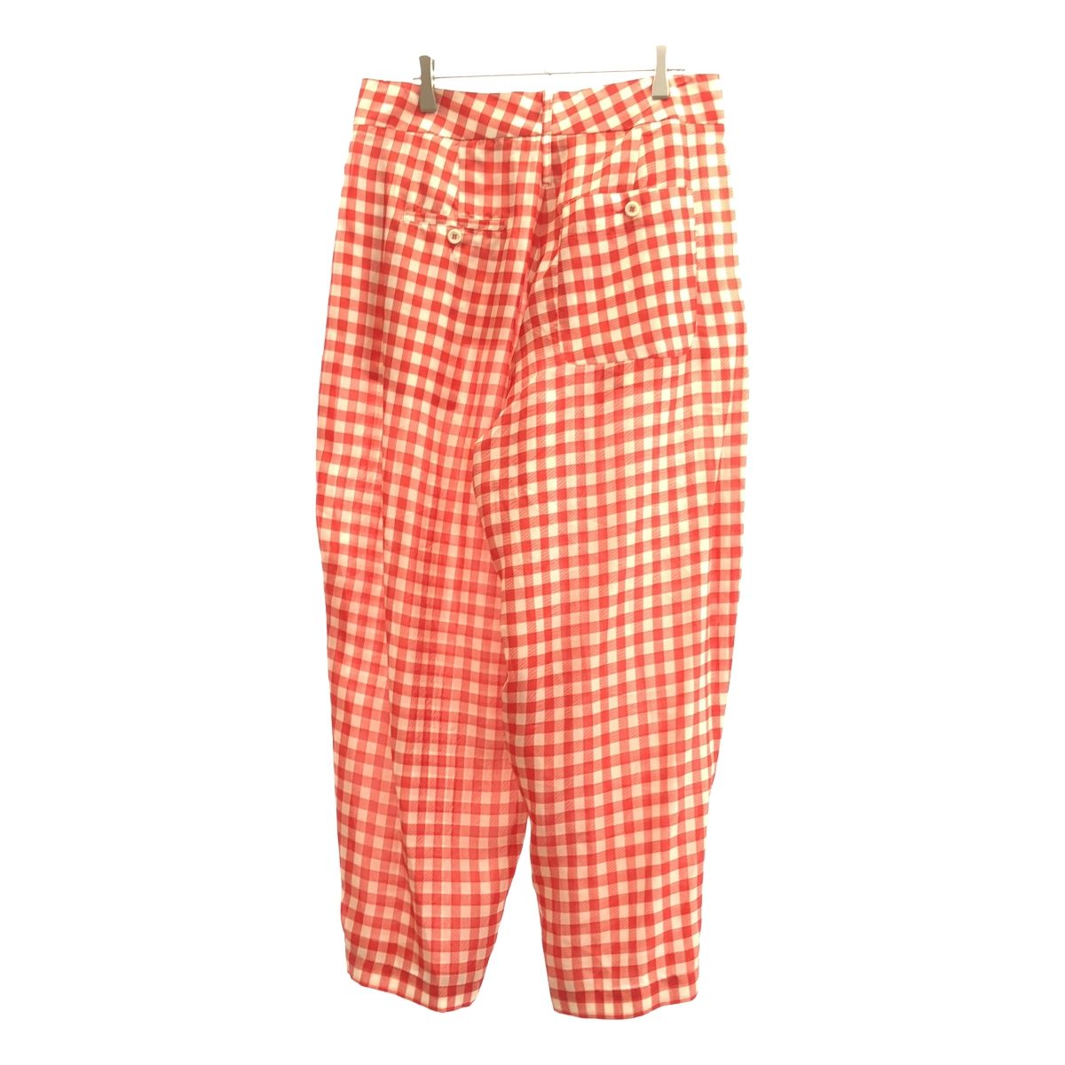 Jejia ジェジア 22 SS チェックシルクパンツ レッド 44