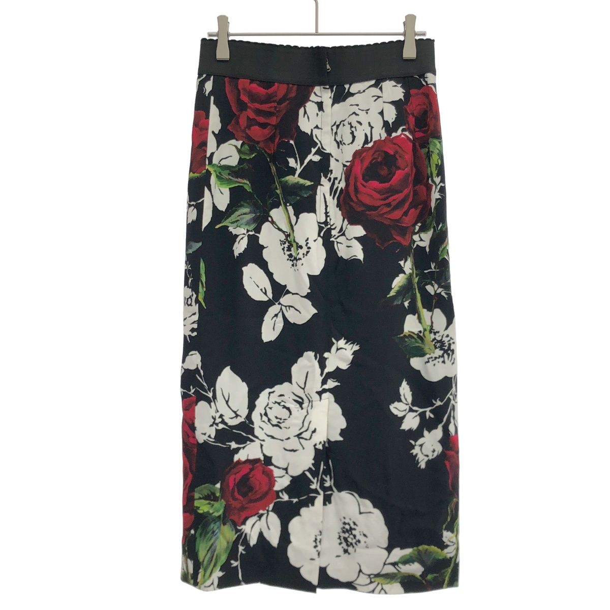 DOLCE-GABBANA ドルチェ＆ガッバーナ ローズプリントレーヨンスカート F 4 AEWT ブラック 40