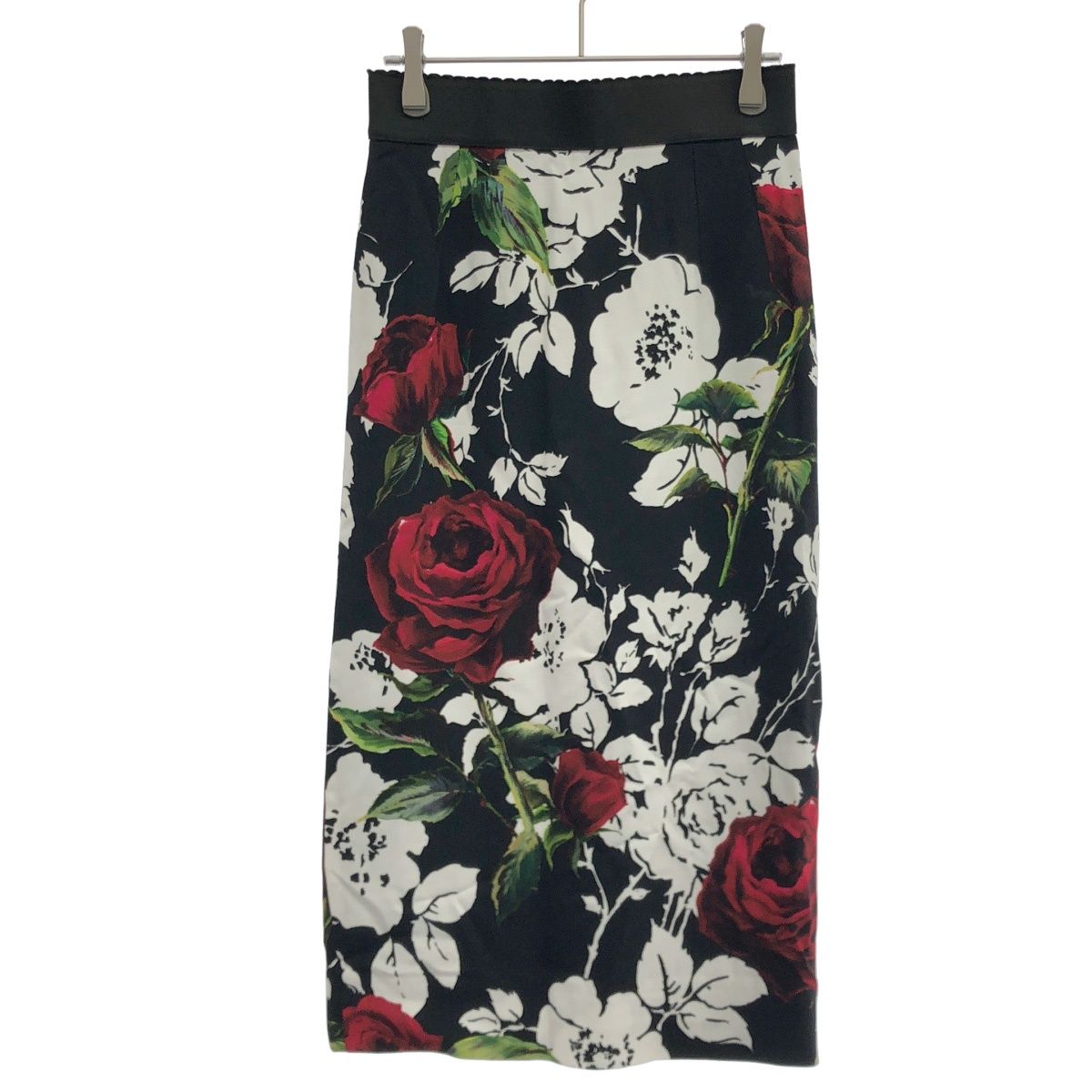 DOLCE-GABBANA ドルチェ＆ガッバーナ ローズプリントレーヨンスカート F 4 AEWT ブラック 40