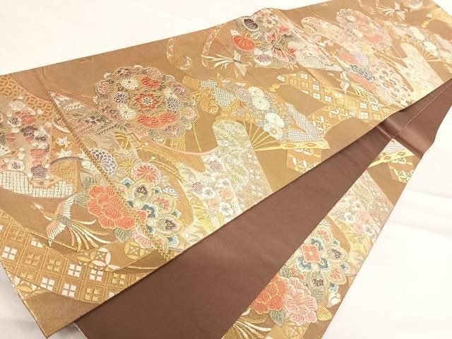 平和屋着物●全通柄　本袋帯　唐草鳳凰　金糸　正絹　逸品　未使用　DAAY1349ps 平和屋着物◎六通柄袋帯 唐織 鳳凰花文 金糸 正絹 逸品 AABD7082yx