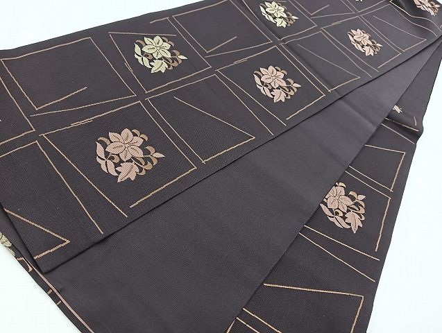 平和屋着物◎六通柄 本袋帯 草花文 金糸 正絹 逸品 BAAV7381yc - メルカリ