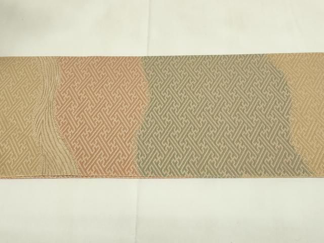 平和屋着物◎九寸名古屋帯 道長文 紗綾形 金糸 正絹 逸品 DAAZ9199qp