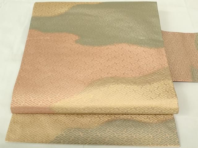 平和屋着物◎九寸名古屋帯 道長文 紗綾形 金糸 正絹 逸品 DAAZ9199qp