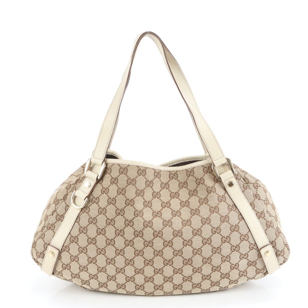 極美品 グッチ GG キャンバス 130736 レザー トート バッグ 肩掛け