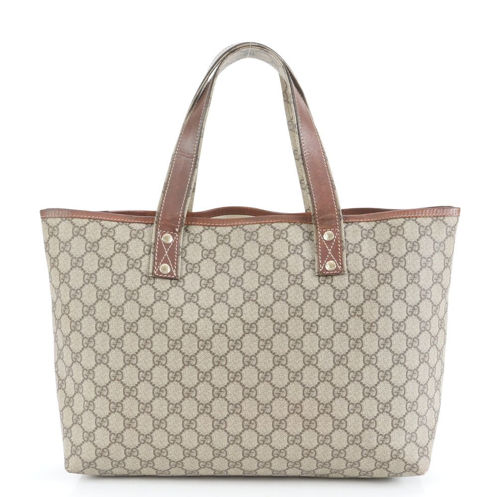 美品 グッチ GG スプリーム シェリー ライン 211134 レザー トート