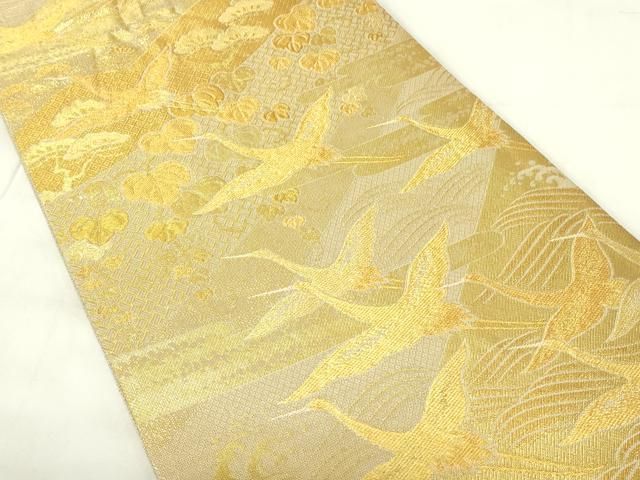 平和屋着物◎佐賀錦 六通柄袋帯 飛鶴花文 金糸 正絹 逸品 DAAZ9182qp