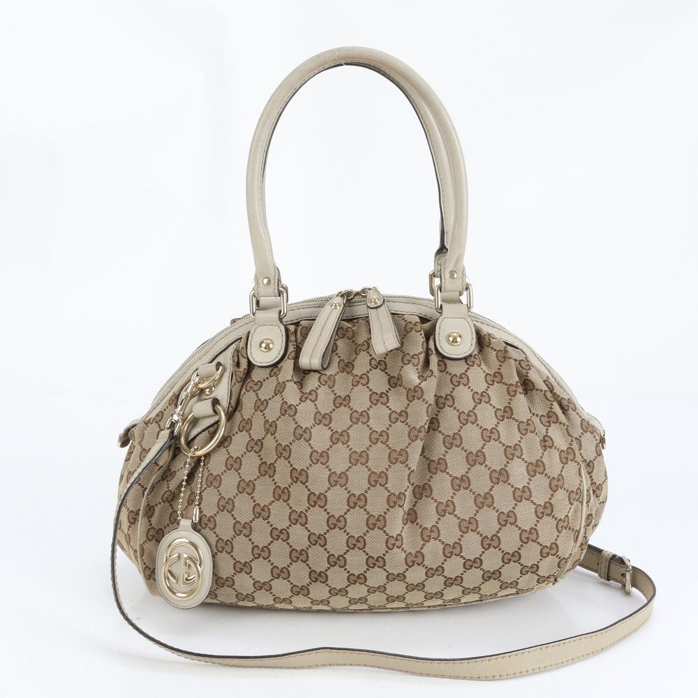 極美品 グッチ GG キャンバス スーキー 223974 レザー 2WAY トート