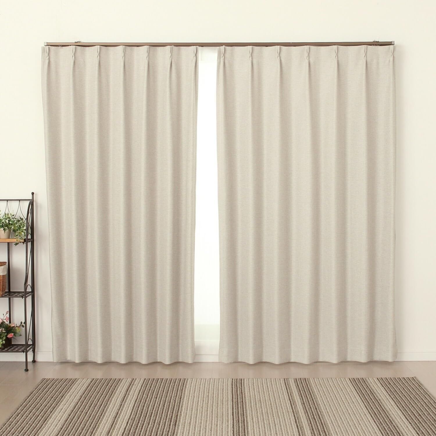 遮光カーテン 2級遮光 防炎加工 二重織り 断熱 ピュリー 5089ライトグレーLGY 幅100 x丈205 cm 組 100 205 節電 保温 防寒 省エネ 冷暖房効果アップ 厚手