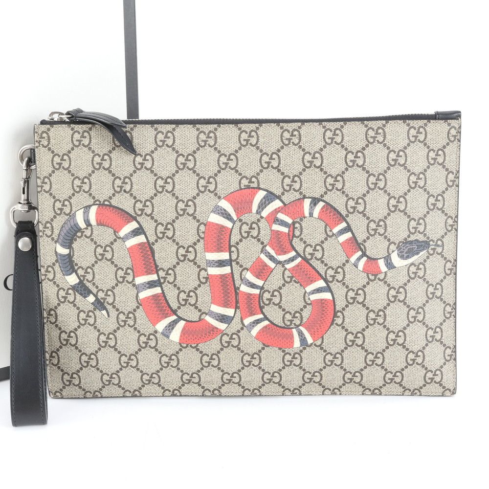 極美品 グッチ GG スプリーム キングスネーク 473904 レザー セカンド