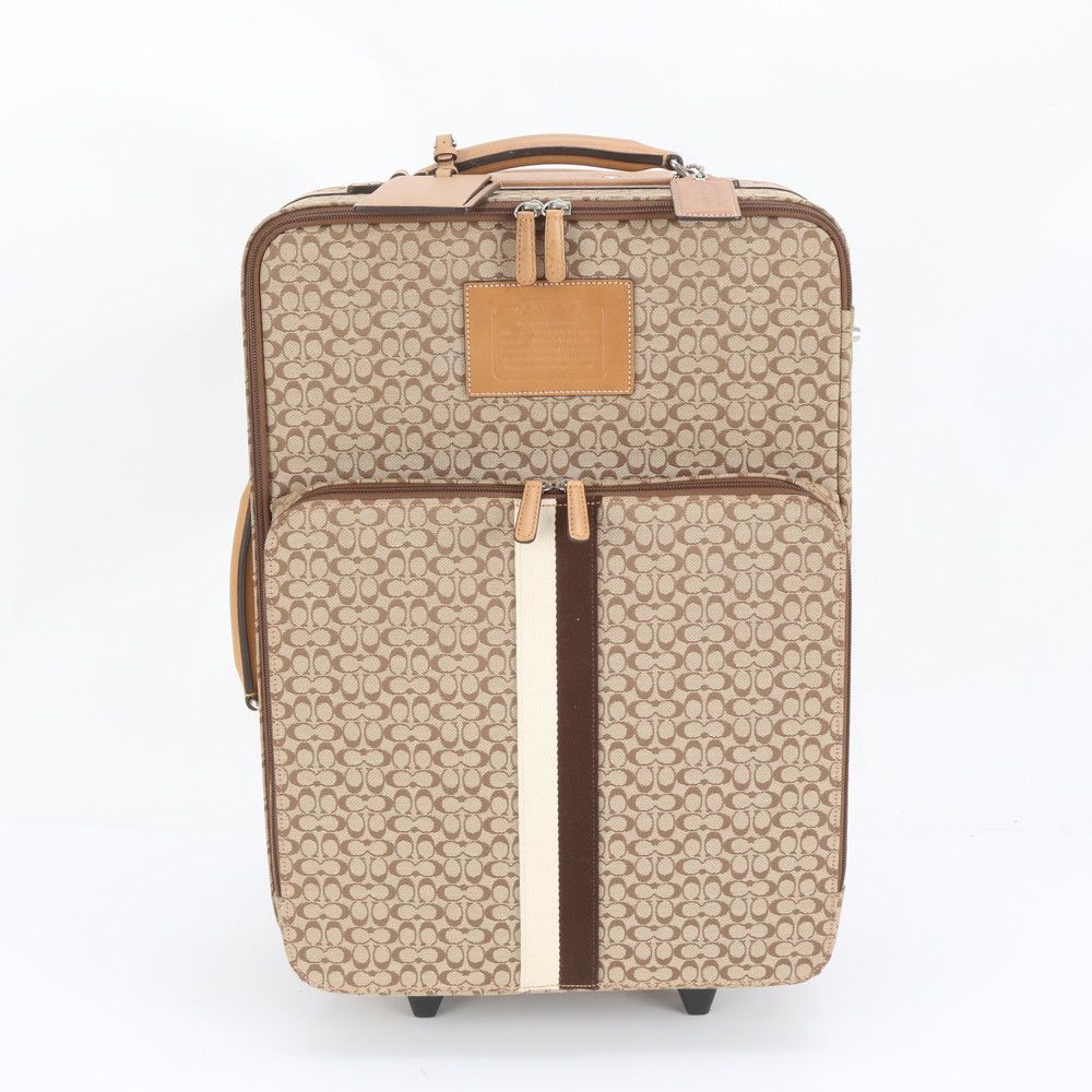 極美品 コーチ ミニ シグネチャー キャンバス レザー スーツケース