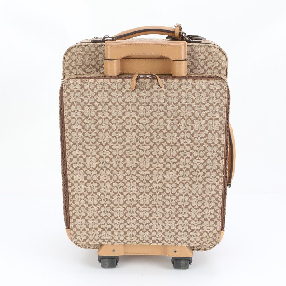 極美品 コーチ ミニ シグネチャー キャンバス レザー スーツケース