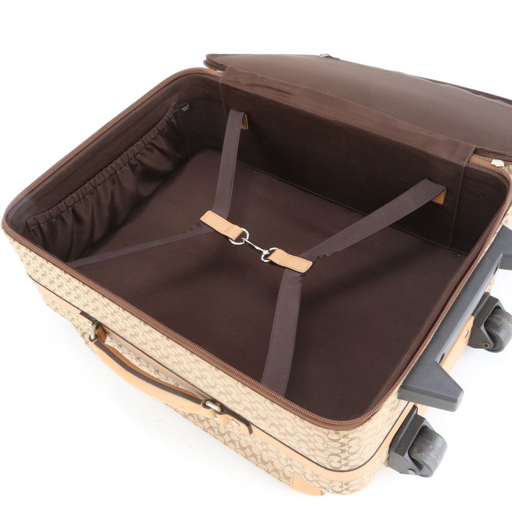 極美品 コーチ ミニ シグネチャー キャンバス レザー スーツケース