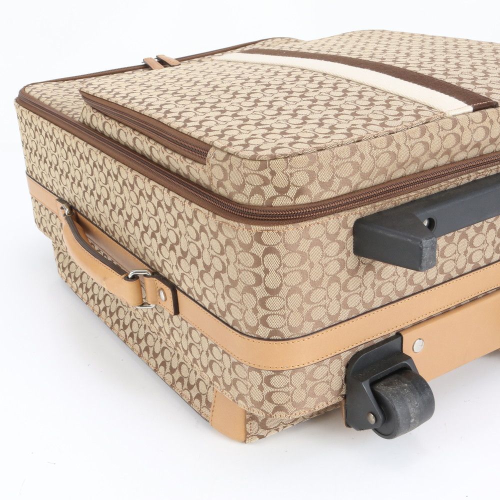 極美品 コーチ ミニ シグネチャー キャンバス レザー スーツケース