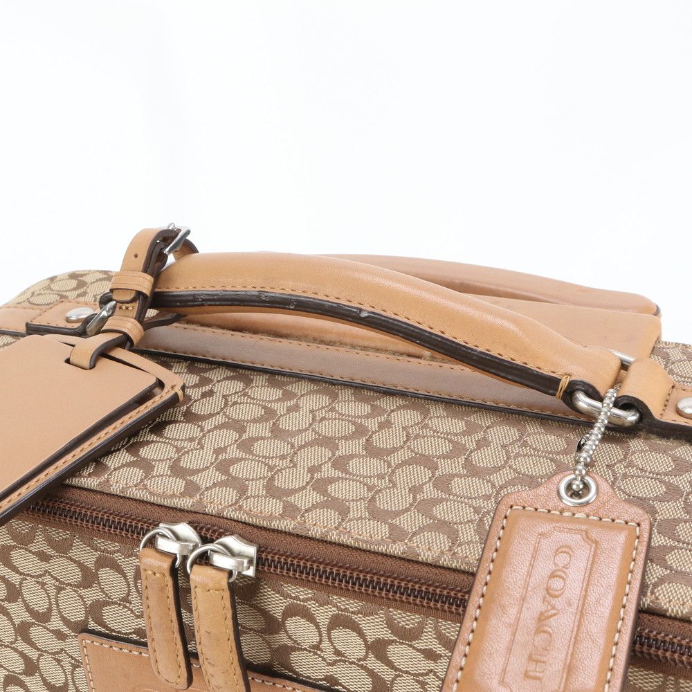 極美品 コーチ ミニ シグネチャー キャンバス レザー スーツケース