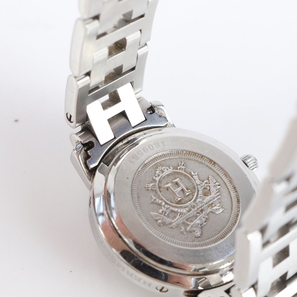 美品 エルメス クリッパー デイト クォーツ シルバー 腕時計 ウォッチ