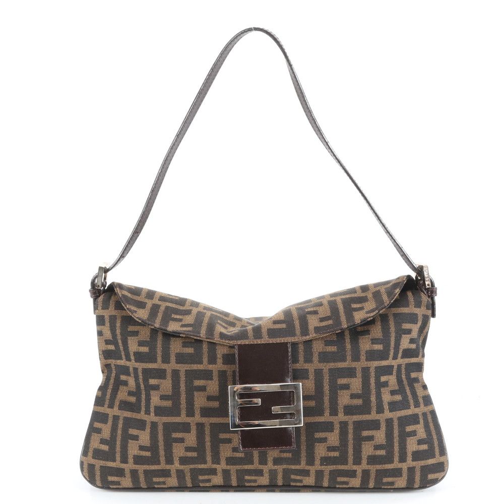 極美品 フェンディ ズッカ マンマ バゲット 26796 レザー ショルダー