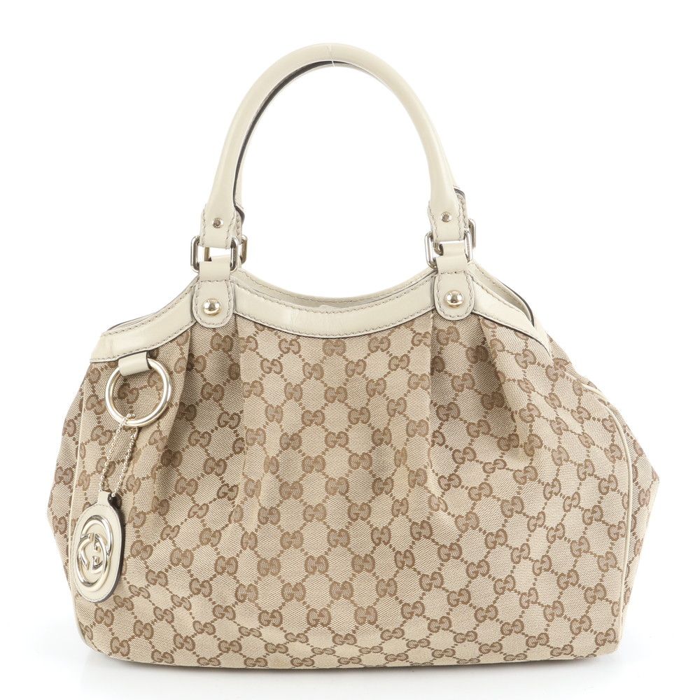 極美品 グッチ GG キャンバス スーキー 211944 レザー トート バッグ