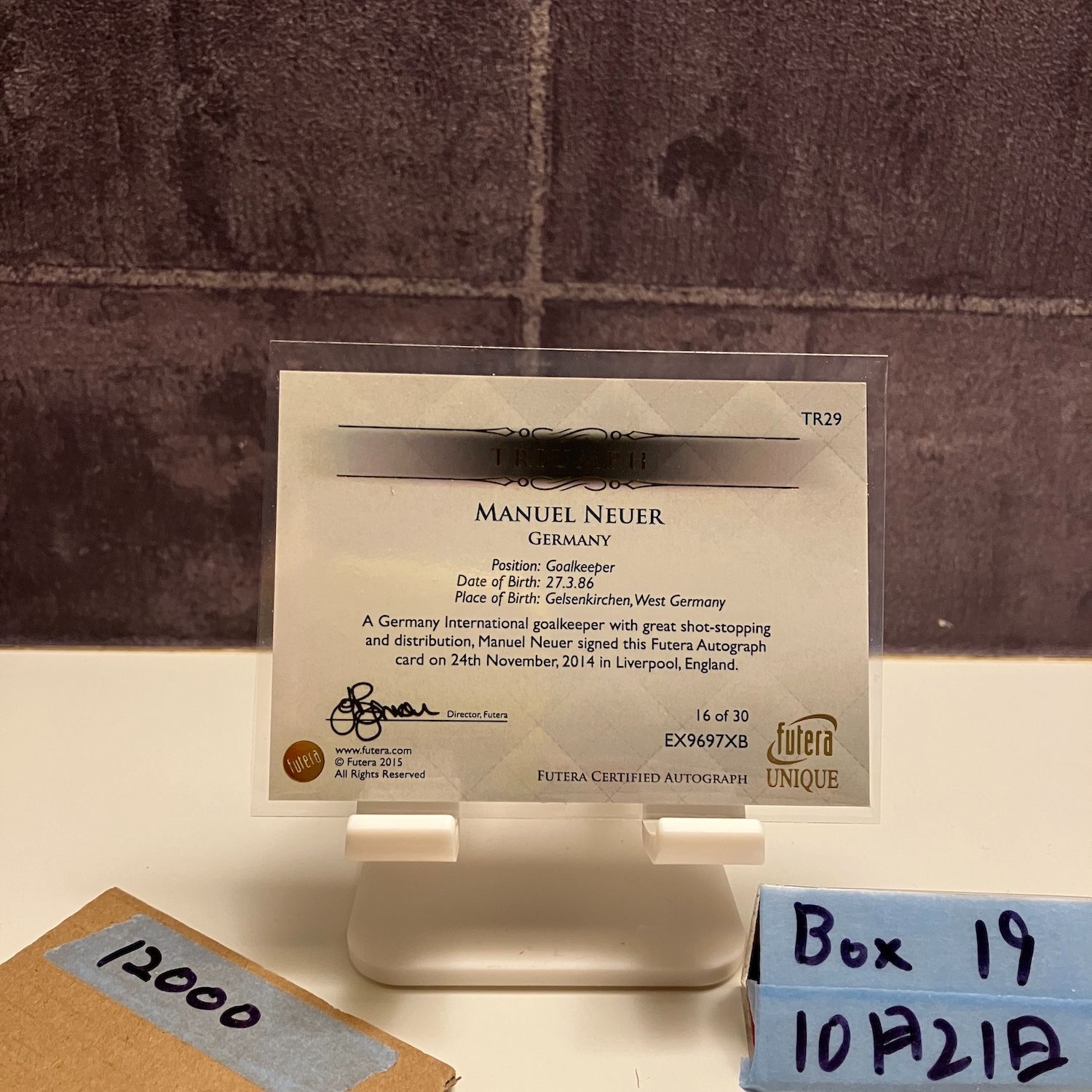 2015 Futera Unique Manuel Neuer 16 30 直筆サインカード FC Bayern Munich Triumph カード