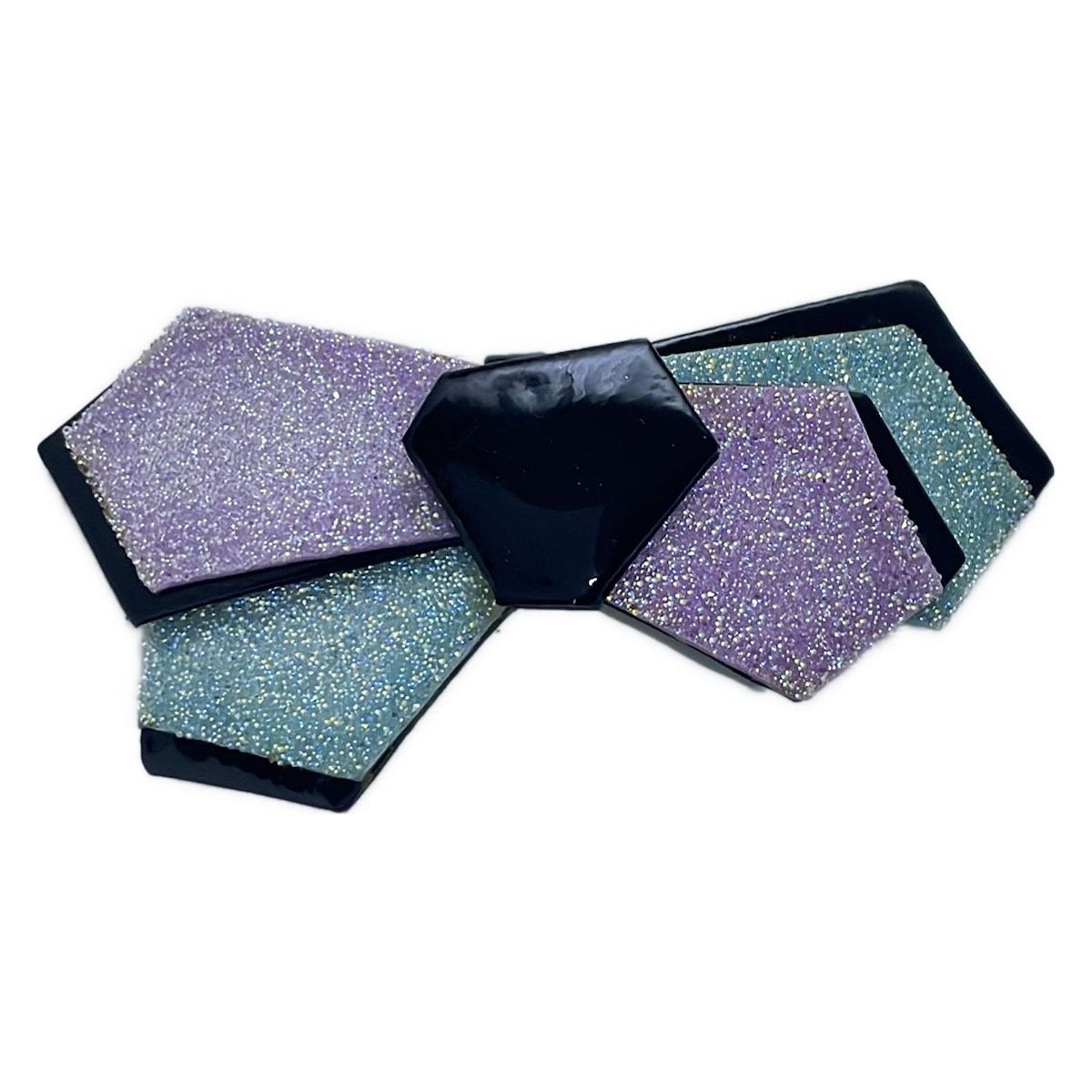 acca(アッカ) バレッタ - グリーン×ライトパープル×マルチ グリッター